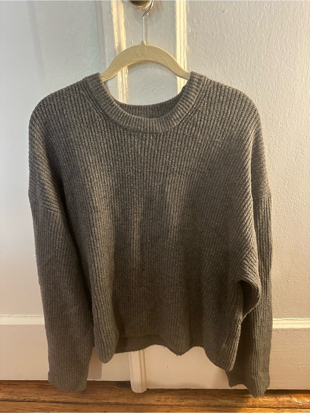 GAP CashSoft Gray Ribbed Crewneck Sweater